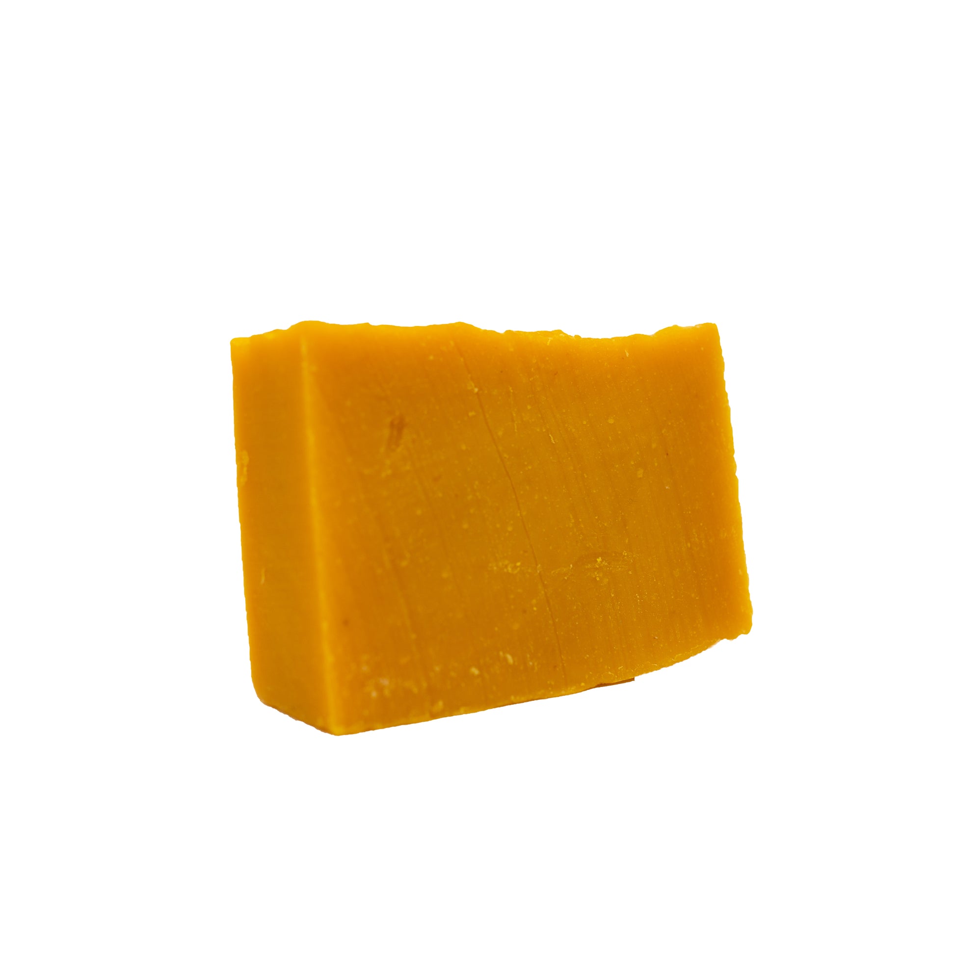 Orange soap bar with a white background. 